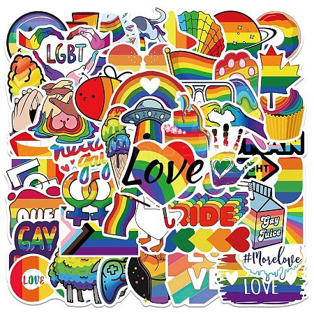 52Pcs Rainbow Theme PVC Waterproof Sticker Labels PW-WG62288-01-1