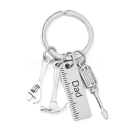 Non-Tarnish Father's Day Theme Alloy 201 Stainless Steel Keychain X-KEYC-A010-04-1