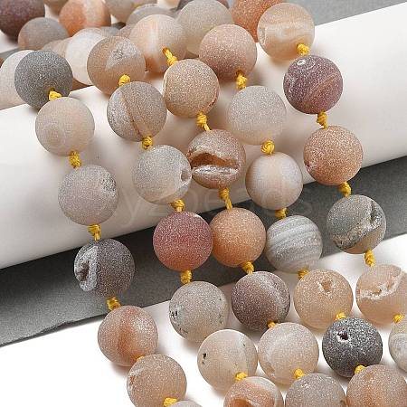 Natural Geode/Druzy Agate Beads Strands G-A248-A05-01-1
