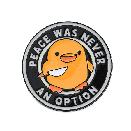 Flat Round with Duck & Word Peace Was Never An Option Enamel Pins JEWB-Q014-05A-1