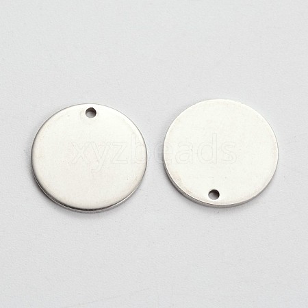 Flat Round Stainless Steel Stamping Blank Tag Pendants STAS-L166-04-1