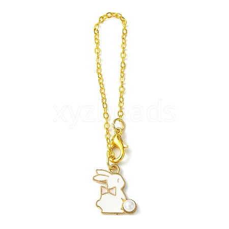 Alloy Enamel Rabbit Cup Pendant Decorations HJEW-JM01753-01-1