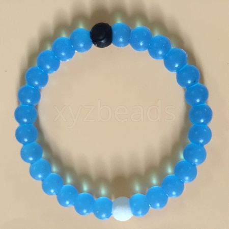 Yin-yang Style Silicone Round Beaded Bracelets for Women Men FS-WG639CC-09-1