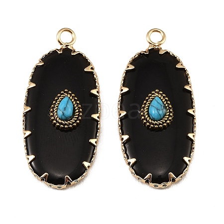 Natural Obsidian & Synthetic Turquoise Carved Pendants GG-CBA5963-02G-1