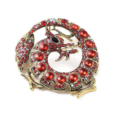 Dragon Rhinestone Brooch Pins JEWB-K018-09AG-01-1