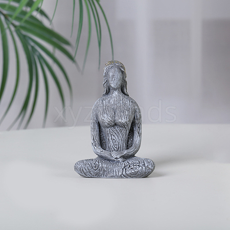 Resin Yoga Woman Prayer Statue DJEW-PW0013-55A-02-1