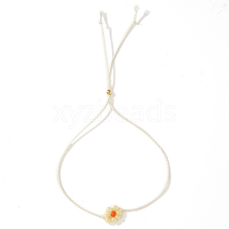 Daisy Charm Glass Seed Bead Slider Bracelets JL6020-3-1