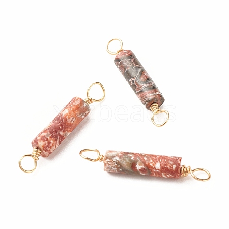 Natural Leopard Skin Jasper Connector Charms PALLOY-JF01454-04-1