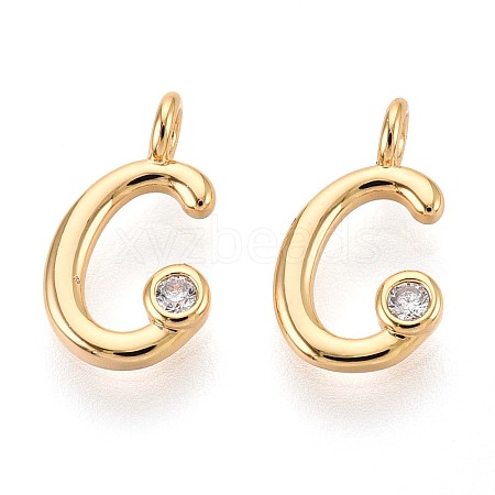 Brass Micro Pave Cubic Zirconia Charms KK-N263-97G-C-1
