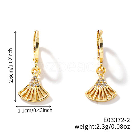 Fan-shaped Brass Rhinestone Hoop Earrings SE3801-2-1