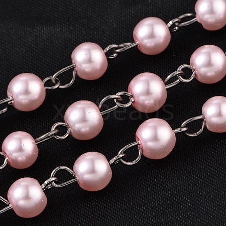 Handmade Glass Pearl Beaded Chains for Necklaces Bracelets Making AJEW-JB00133-04-1