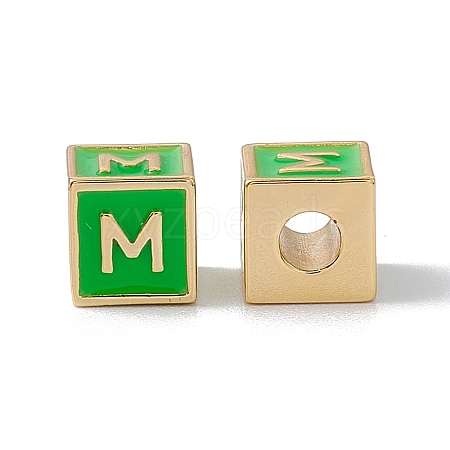 Rack Plating Brass Enamel Beads KK-B060-04G-02M-1