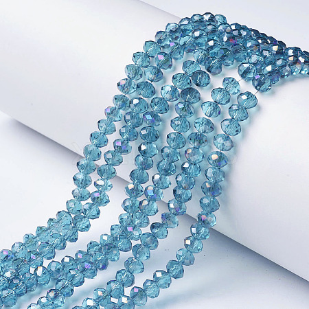 Electroplate Transparent Glass Beads Strands LS-EGLA-A034-T8mm-F17-1