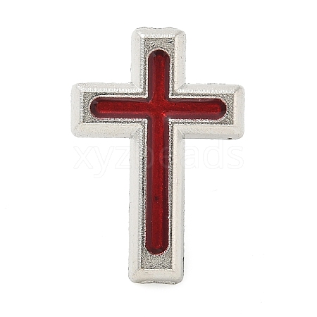 Cross Alloy Black Enamel Pins Brooches JEWB-M049-01P-1