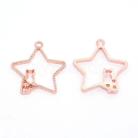 Alloy Open Back Bezel Pendants PALLOY-WH0072-88RG-RS-1