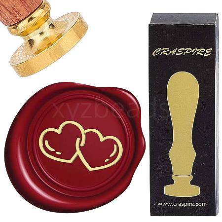 Brass Wax Seal Stamps with Rosewood Handle AJEW-WH0412-0170-1