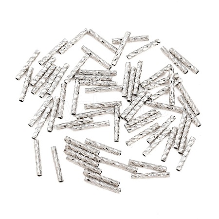 Brass Textured Tube Beads KK-H250-01A-P-1