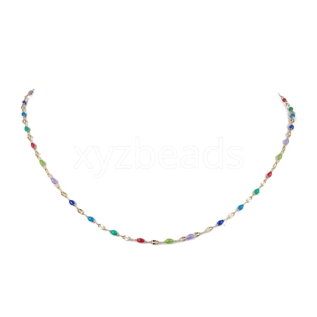 304 Stainless Steel Enamel Link Chains Necklaces NJEW-JN04788-1