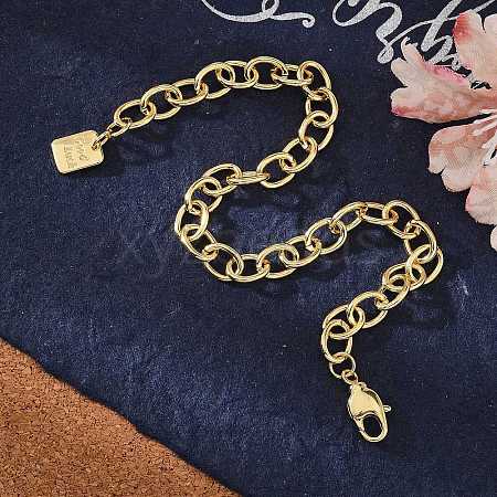 Brass Cable Chain Bracelets BJEW-H537-11G-1