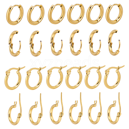12Pair 2 Style 304 Stainless Steel Huggie Hoop Earrings STAS-UN0032-60-1