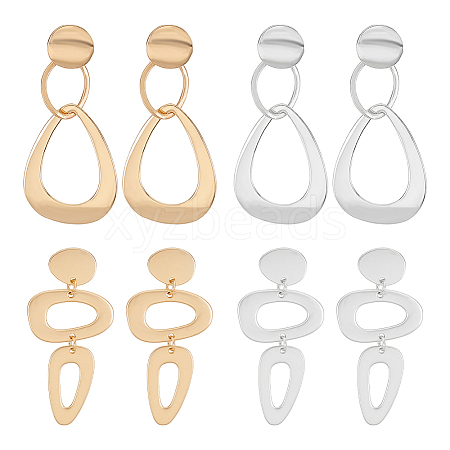 ANATTASOUL 4 Pairs 4 Style Alloy Hollow Teardrop Dangle Stud Earrings for Women EJEW-AN0004-34-1