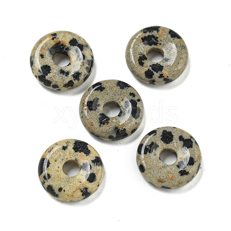 Natural Dalmatian Jasper Donut/Pi Disc Charms G-G142-01M-1