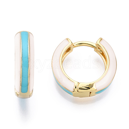Brass Huggie Hoop Earrings EJEW-S209-07C-1