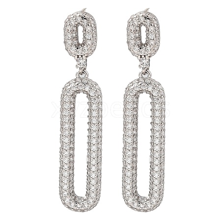 Brass Micro Pave Cubic Zirconia Dangle Stud Earrings EJEW-H014-17P-07-1