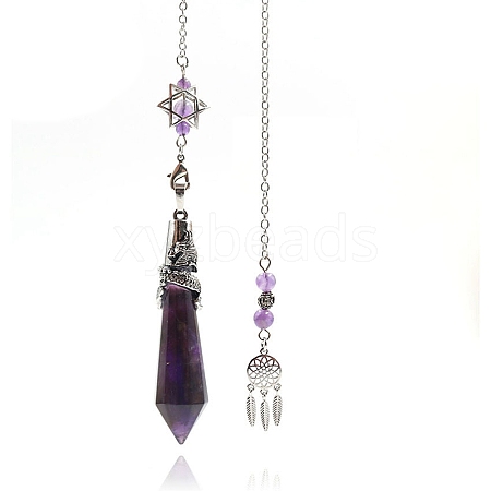 Natural Amethyst Cone Dowsing Pendulum Big Pendants PW-WG69083-01-1