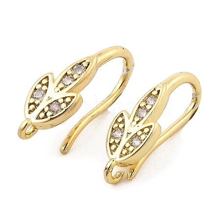 Brass with Cubic Zirconia Earring Hooks KK-Q782-03G-1