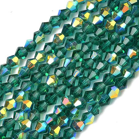 Electroplate Transparent Glass Beads Strands EGLA-K015-18I-1