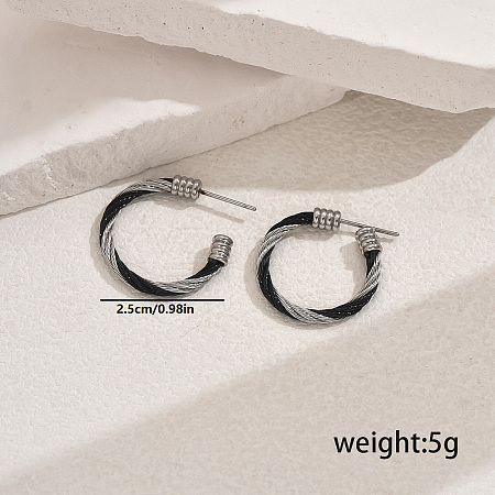 Stylish Stainless Steel Twisted C-shaped Stud Earrings for Women's Daily Wear NT3408-2-1