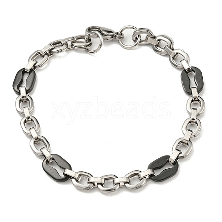 Non-Tarnish Two Tone 304 Stainless Steel Oval Link Chain Bracelet BJEW-B078-37BP-1