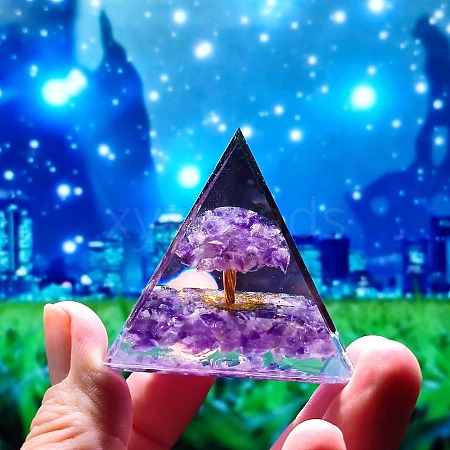 Orgonite Pyramid with Tree Resin Energy Generators PW-WG52F5B-09-1