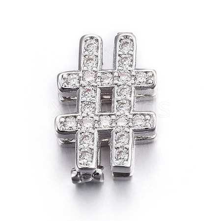 Brass Micro Pave Cubic Zirconia Slide Charms ZIRC-G147-21P-NR-1