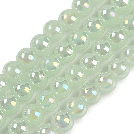 Baking Painted Electroplate Glass Beads Strands GLAA-G120-01E-1