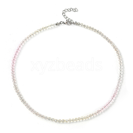 Bling Glass Round Beaded Necklace for Women NJEW-PH01490-01-1