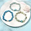 3Pcs Gemstone Beaded Stretch Bracelets set BJEW-JB11176-2