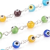 3.28 Feet Handmade Evil Eye Lampwork Round Beaded Chains X-CHC-G009-B-S04-2