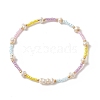 Natural Pearl & Glass Seed Beaded Stretch Bracelet for Women BJEW-JB09930-1
