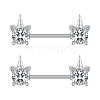 304 Stainless Steel Clear Cubic Zirconia Nipple Barbells WG1DC98-06-1