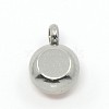 Trendy Original Color 304 Stainless Steel Grade A Rhinestone Flat Round Charm Pendants X-RB-M030-06-3