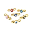 Rack Plating Brass Enamel Evil Eye Connector Charms KK-A234-031G-1