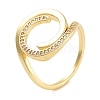 Rack Plating Brass Micro Pave Cubic Zirconia Open Cuff Rings for Women RJEW-Z059-31G-1