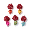 5Pcs 5 Colors Synthetic Coral & Turquoise Dyed Flower Skull Connector Charms PALLOY-JF02783-1