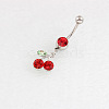 Cherry Alloy Ruby Rhinestone Dangle Belly Button Rings FS-WG98245-01-2