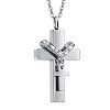 Stainless Steel Cremation Box Pet Memorial Pendant Cable Chain Necklaces PW-WG48985-01-1