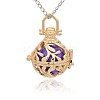 Golden Tone Brass Hollow Round Cage Pendants KK-J227-09G-1