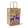 Christmas Theme Blue Printed Kraft Paper Tote Bags with Handles ABAG-B006-04E-2