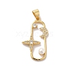 Rack Plating Brass Micro Pave Cubic Zirconia Pendants KK-A160-07G-1